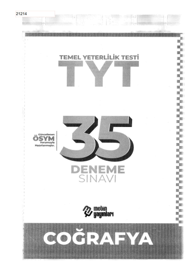 TYT Coğrafya 35 Deneme Sınavı