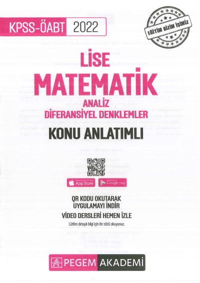 LİSE MATEMATİK ANALİZ - DİFERANSİYEL DENKLEMLER KONU ANLATIMLI Limon Fotokopi
