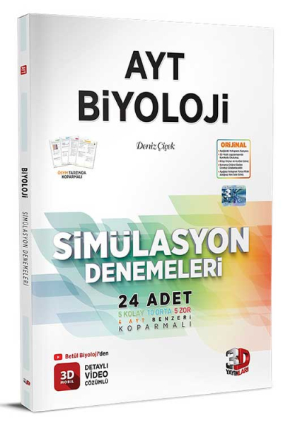 2025 AYT Biyoloji Simülasyon Denemeleri Detaylı Video Çözümlü 3D Yayınları