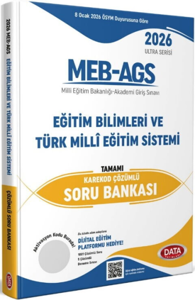 2026 MEB AGS Ultra Serisi Eğitimin Temelleri Türk Milli Eğitim Sistemi Tamamı Çözümlü Soru Bankası Data Yayınları Limon Fotokopi
