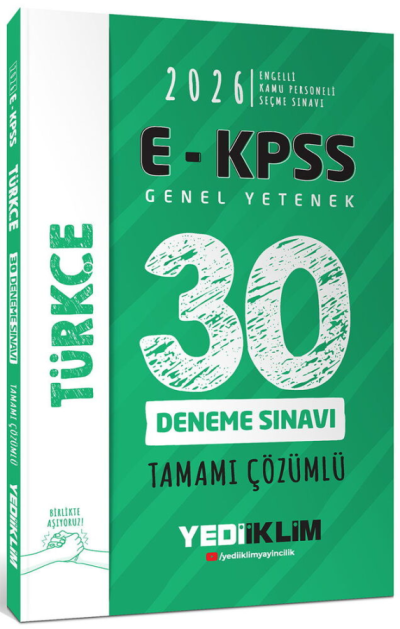 2026 E-KPSS Tüm Adaylar İçin Genel Yetenek Türkçe Tamamı Çözümlü 30 Deneme Sınavı Yediiklim Yayınları Limon Fotokopi