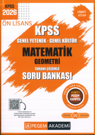 Ön Lisans KPSS Matematik-Geometri Tamamı Çözümlü Soru Bankası Pegem Akademi Limon Fotokopi