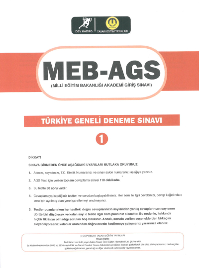 2025 MEB AGS TÜRKİYE GENELİ DENEME SINAVLARI TASARI DEV KADRO 1-2-3 DENEMELER (CEVAP ANAHTARLI) Limon Fotokopi