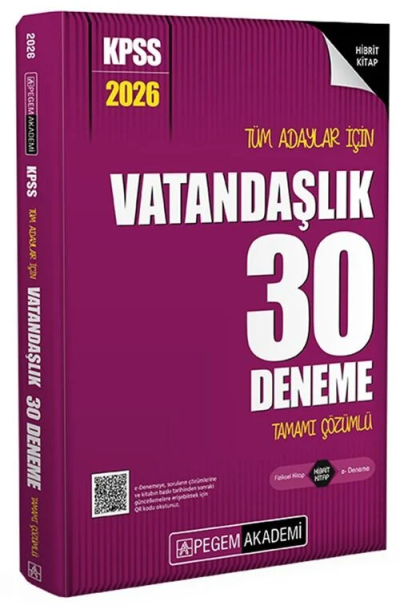 2026 KPSS Tüm Adaylar İçin Vatandaşlık 30 Deneme Tamamı Çözümlü Pegem Yayınları Limon Fotokopi