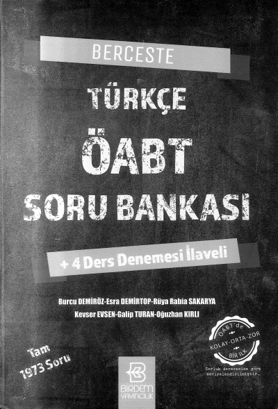 BERCESTE TÜRK ÖABT SORU BANKASI 1973 SORU Limon Fotokopi