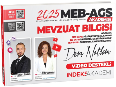 2025 MEB AGS Akademisi Mevzuat Bilgisi Video Ders Notları İndeks Akademi Yayıncılık Limon Fotokopi