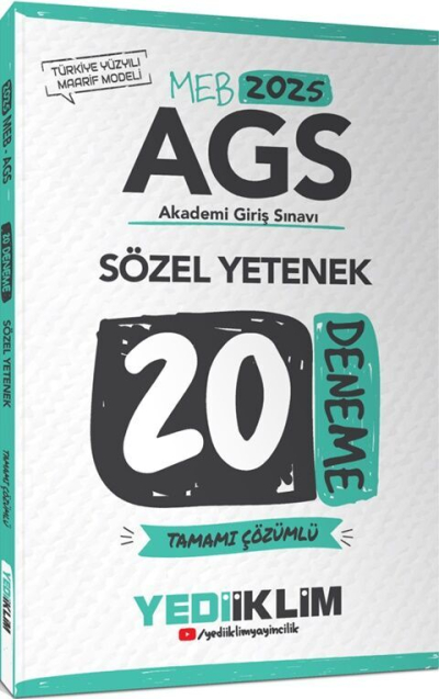 2025 MEB AGS Sözel Yetenek Tamamı Çözümlü 20 Deneme Yediiklim Yayınları Limon Fotokopi