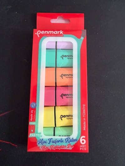 MİNİ FOSFORLU KALEM 6 LI PASTEL PENMARK Limon Fotokopi