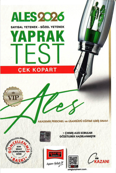 2026 ALES VIP Sayısal-Sözel Yetenek Çek Kopart Yaprak Test Yargı Yayınevi Limon Fotokopi