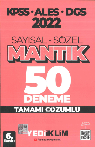 KPSS ALES DGS SAYISAL-SÖZEL MANTIK 50 DENEME TAMAMI ÇÖZÜMLÜ Limon Fotokopi