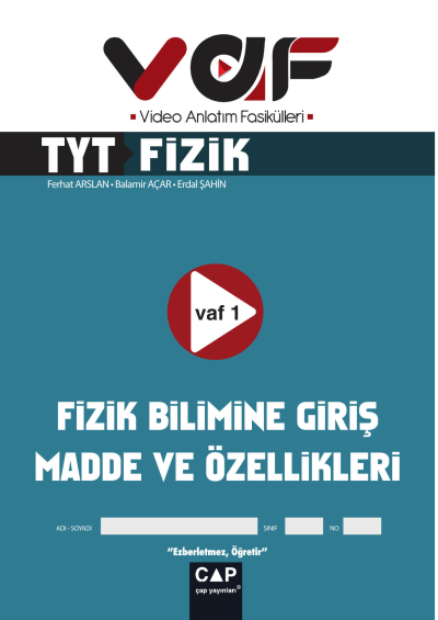 TYT Fizik Video Anlatım Fasikülleri Vaf Yayınları Limon Fotokopi