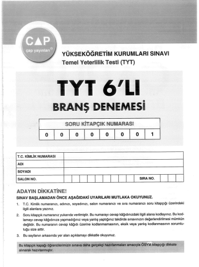 TYT 6'LI BRANŞ DENEMESİ