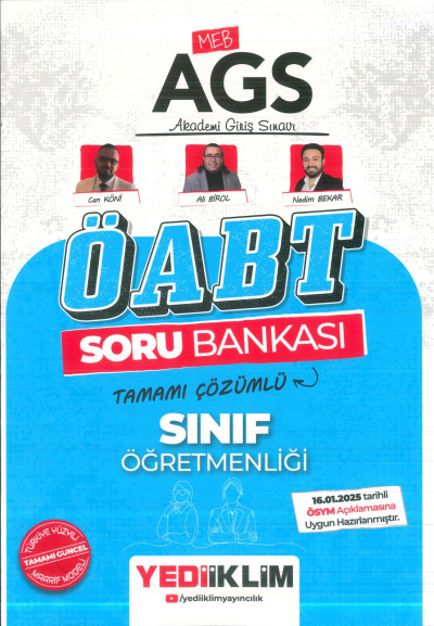 2025 MEB-AGS ÖABT Sınıf Öğretmenliği Soru Bankası Çözümlü Yediiklim Yayınları Limon Fotokopi