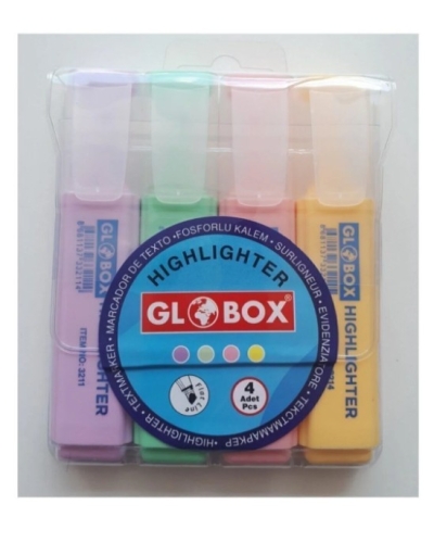 Globox Fosforlu Kalem Pastel Renk 4.lü Limon Fotokopi