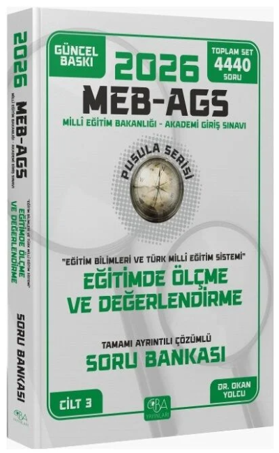 2026 MEB-AGS Eğitim Bilimleri Eğitimde Ölçme ve Değerlendirme Soru Bankası Çözümlü Pusula Serisi CBA Yayınları Limon Fotokopi