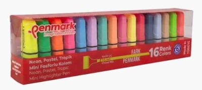 Penmark Mini Fosforlu Kalem 16 Lı Neon+Pastel+Tropik