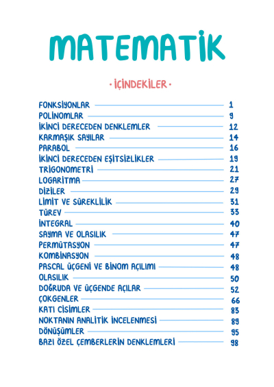 AYT Matematik Vip Notlar Vin Kampüs Limon Fotokopi