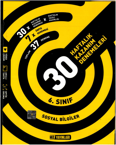 6.Sınıf Sosyal Bilgiler Haftalık Kazanım Denemeleri Hız Yayınları Limon Fotokopi