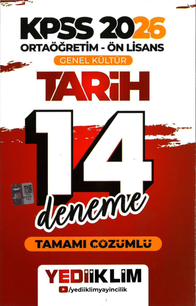 2026 KPSS Ortaöğretim Ön Lisans Genel Kültür Tarih Tamamı Çözümlü 14 Deneme Yediiklim Yayınları Limon Fotokopi