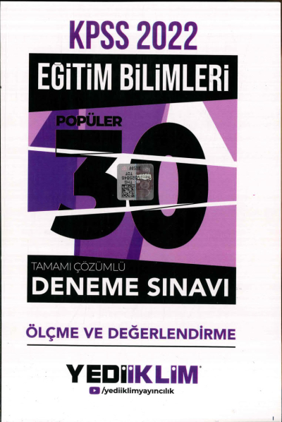 ÖLÇME VE DEĞERLENDİRME POPÜLER 30 DENEME SINAVI TAMAMI ÇÖZÜMLÜ