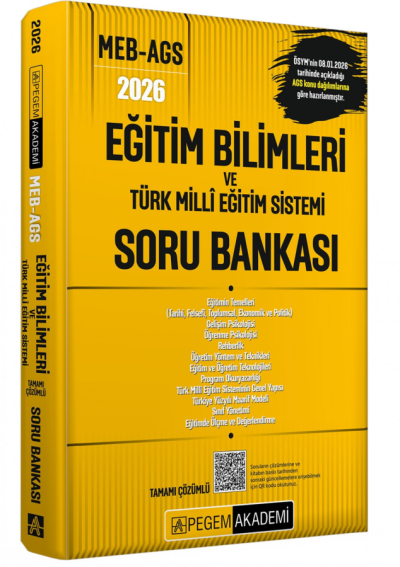 2026 MEB-AGS Eğitim Bilimleri ve Türk Milli Eğitim Sistemi Soru Bankası Çözümlü Pegem Akademi Yayınları Limon Fotokopi