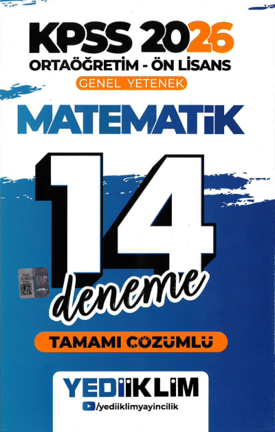 2026 KPSS Ortaöğretim Ön Lisans Genel Yetenek Matematik Tamamı Çözümlü 14 Deneme Yediiklim Yayınları Limon Fotokopi