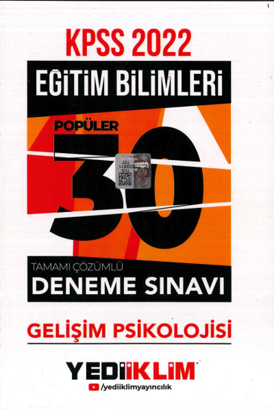 GELİŞİM PSİKOLOJİSİ 30LU DENEME SINAVI TAMAMI ÇÖZÜMLÜ Limon Fotokopi