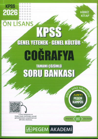 Ön Lisans KPSS Coğrafya Tamamı Çözümlü Soru Bankası Pegem Akademi Limon Fotokopi