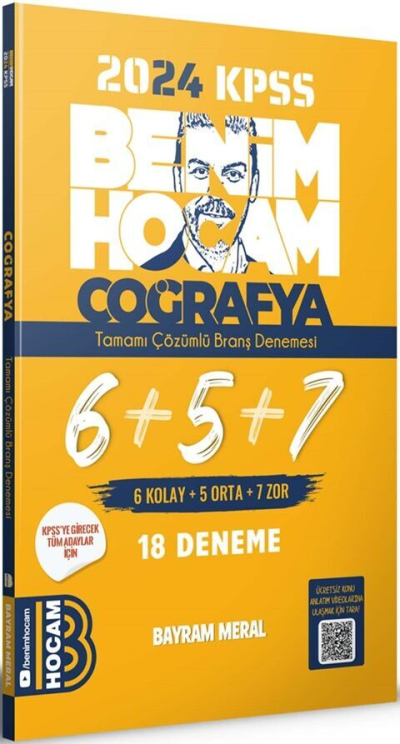 KPSS Coğrafya Tamamı Çözümlü 6+5+7 Deneme Benim Hocam Yayınları