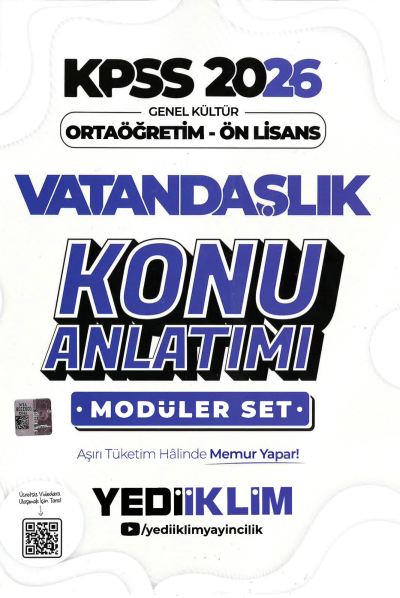 2026 KPSS Lise Ortaöğretim Ön Lisans Konu Anlatımlı Modüler VATANDAŞLIK Yediiklim Yayınları Limon Fotokopi