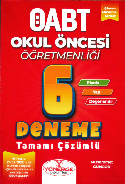ÖABT Okul Öncesi Öğretmenliği 6 Deneme Çözümlü Yönerge Yayınları Limon Fotokopi
