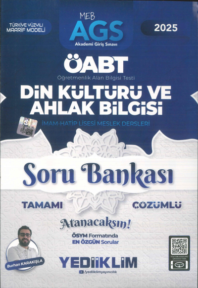 2025 MEB AGS ÖABT Din Kültürü ve Ahlak Bilgisi Tamamı Çözümlü Soru Bankası Yediiklim Yayınları Limon Fotokopi