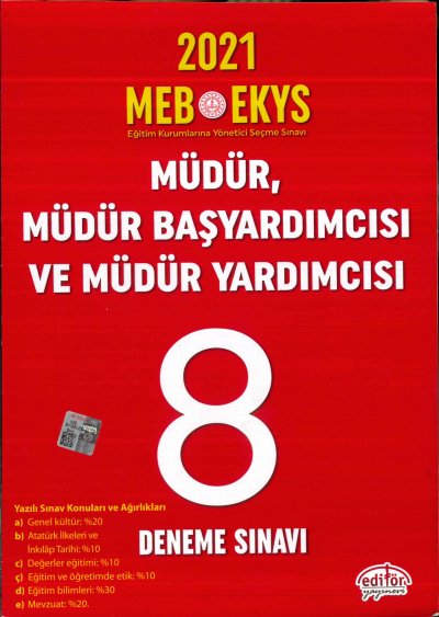 2021 MÜDÜR, MÜDÜR BAŞYARDIMCISI VE MÜDÜR YARDIMCISI SORU BANKASI 8 DENEME SINAVI Limon Fotokopi