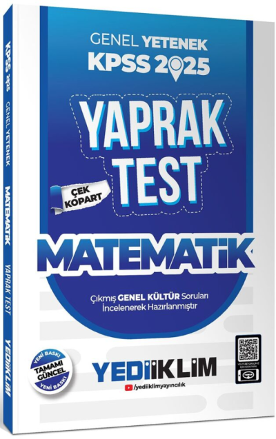 2025 KPSS Matematik Genel Yetenek Çek Kopart Yaprak Test Yediiklim Yayınları Limon Fotokopi