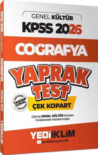 2026 KPSS Genel Kültür Coğrafya Çek Kopart Yaprak Test Yediiklim Yayınları