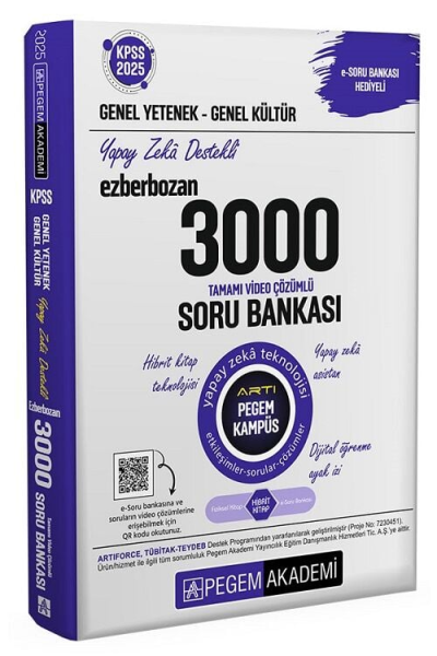 2025 KPSS Genel Yetenek Genel Kültür Ezberbozan 3000 Tamamı Çözümlü Soru Bankası Pegem Akademi Limon Fotokopi
