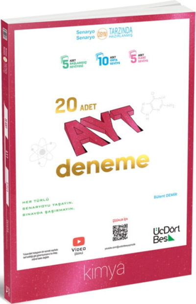 AYT Kimya 20 Deneme ÜçDörtBeş Yayınları Limon Fotokopi