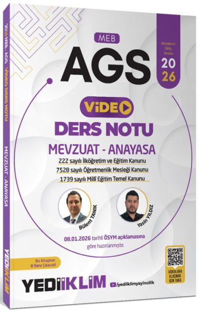 2026 MEB-AGS Mevzuat-Anayasa Video Ders Notu Yediiklim Yayınları Limon Fotokopi