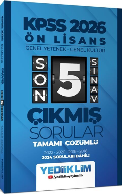 2026 KPSS Ön Lisans Genel Yetenek Genel Kültür Tamamı Çözümlü Son 5 Sınav Çıkmış Sorular Yediiklim Yayınları Limon Fotokopi