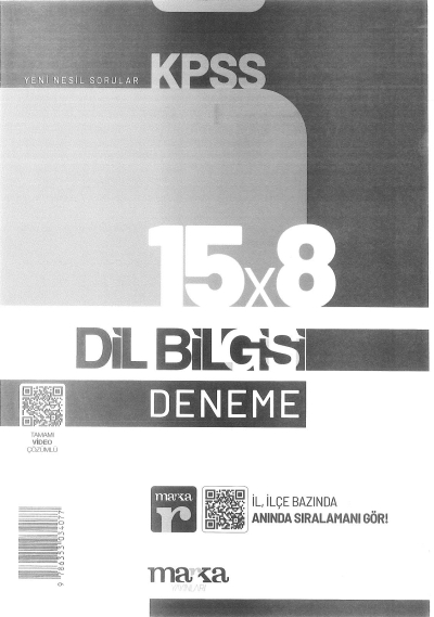 DİL BİLGİSİ 15*8 DENEME VİDEO ÇÖZÜMLÜ Limon Fotokopi