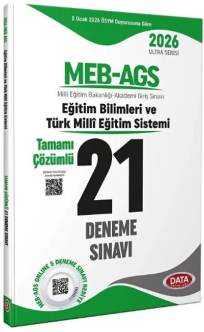 2026 MEB-AGS Eğitim Bilimleri ve Türk Milli Eğitim Sistemi 21 Deneme Çözümlü Ultra Serisi Data Yayınları Limon Fotokopi