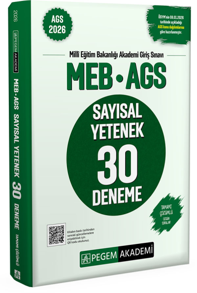 2026 MEB-AGS Sayısal Yetenek 30 Deneme Çözümlü Pegem Akademi Yayınları Limon Fotokopi