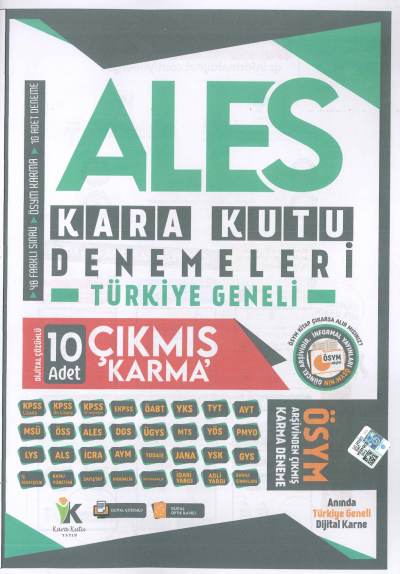 ALES KARA KUTU DENEMELERİ 10 ADET ÇIKMIŞ KARMA DENEME Limon Fotokopi