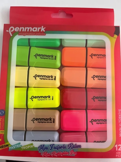 PENMARK 12'Lİ FOSFORLU KALEM SETİ Limon Fotokopi