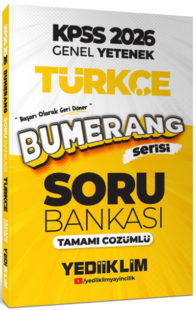 2026 KPSS Türkçe Bumerang Soru Bankası Çözümlü Yediiklim Yayınları Limon Fotokopi