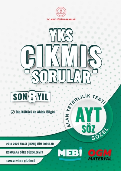YKS Çıkmış Sorular AYT Din Kültürü ve Ahlak Bilgisi Son 8 Yıl (2018-205) MEB OGM