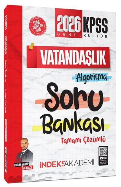 2026 KPSS Vatandaşlık Algoritma Soru Bankası Çözümlü Emrah Vahap Özkaraca İndeks Akademi Yayıncılık Limon Fotokopi