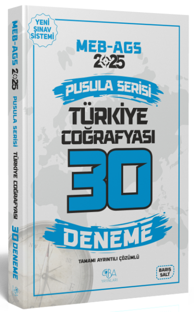 2025 MEB-AGS Türkiye Coğrafyası 30 Deneme Çözümlü Pusula Serisi CBA Yayınları Limon Fotokopi