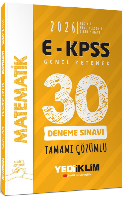 2026 E-KPSS Tüm Adaylar İçin Genel Yetenek Matematik Tamamı Çözümlü 30 Deneme Sınavı Yediiklim Yayınları Limon Fotokopi