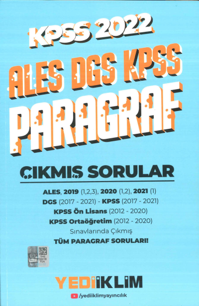 ALES DGS KPSS PARAGRAF ÇIKMIŞ SORULAR Limon Fotokopi